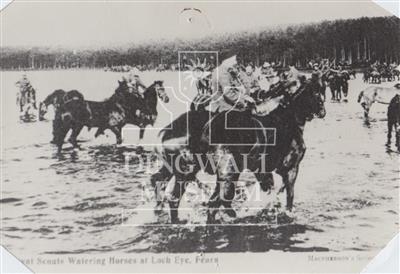 60a237ae-f970-4b2d-b049-bf9bd5f655c3.jpg; 0167; Lovat Scouts watering horses at Loch Eye, Fearn. ; photograph