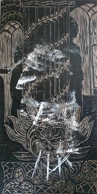 2008.1109_crop.jpg; 2008.1109; Woodblock for 'The Rosslyn Experience'; Woodblock