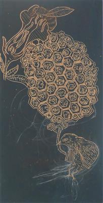 2008.1121_crop.jpg; 2008.1121; Woodblock for 'Untitled (Honeycomb)'; Woodblock