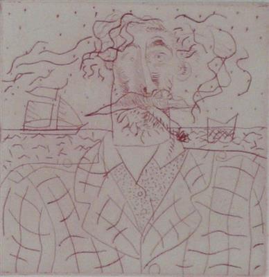 2008.158_crop.jpg; 2008.158; Self Portrait with Tweed Suit; Drypoint