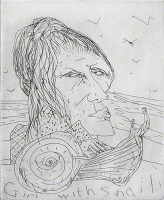 2008.20_crop.jpg; 2008.20; Girl with Snail; Etching