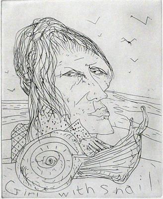 2008.21_crop.jpg; 2008.21; Girl with Snail; Etching