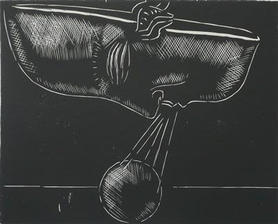 2008.257_crop.jpg; 2008.257; Sporting Spirit; Linocut