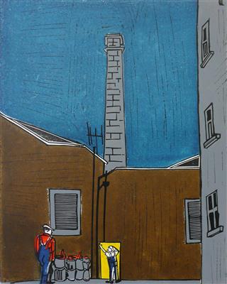 2008.410_crop.jpg; 2008.410; Night Shift; Linocut