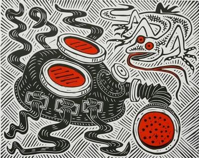 2008.432_crop.jpg; 2008.432; Vapour Raper; Linocut