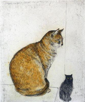 2008.45_crop.jpg; 2008.45; Abyssinian Cat; Etching