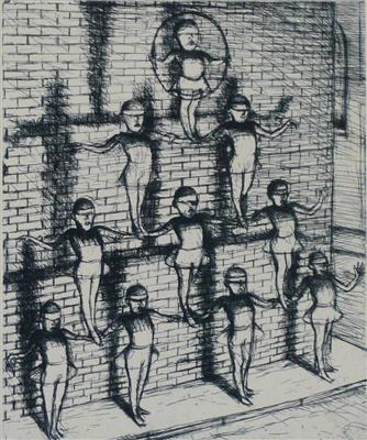 2008.469_crop.jpg; 2008.469; The Human Pyramid; Etching