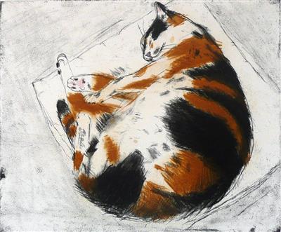 2008.50.1_crop.jpg; 2008.50.1; Coco Sleeping; Etching