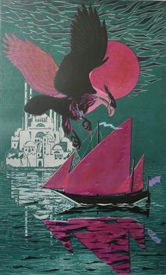 2008.508_crop.jpg; 2008.508; Sinbad's Roc; Linocut