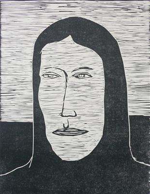 2008.627_crop.jpg; 2008.627; Girl and the Sea; Woodcut