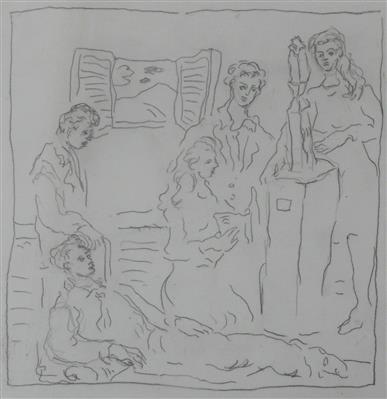 2008.715_crop.jpg; 2008.715; Drawing for Sunday Afternoon at Chez Nous Cottage; Drawing