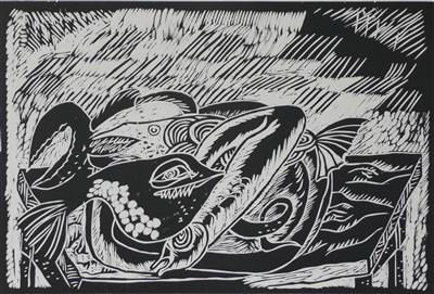 2008.747_crop.jpg; 2008.747; Fish on an Ashet; Woodcut
