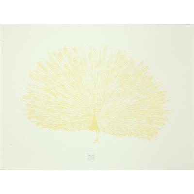 2009.126_crop.jpg; 2009.126; Untitled (peacock on white); Screenprint