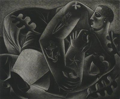 2009.3_crop.jpg; 2009.3; Untitled (Red Tattooist in black); Mezzotint
