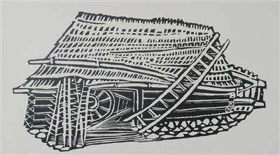2009.68_crop.jpg; 2009.68; The Old Barn; Linocut