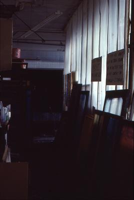 2010.150_crop.jpg; 2010.150; Slide: Screen print area in Print Studio workshop, Ingram Street; Photographic slide
