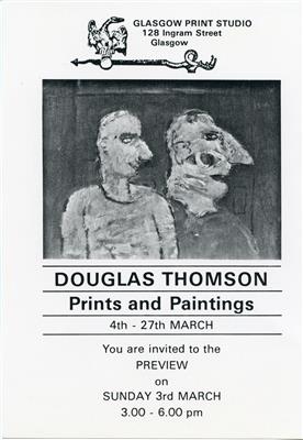 2010.166_crop.jpg; 2010.166; Invite Card: Douglas Thomson, Prints and Paintings (1985); Invite Card