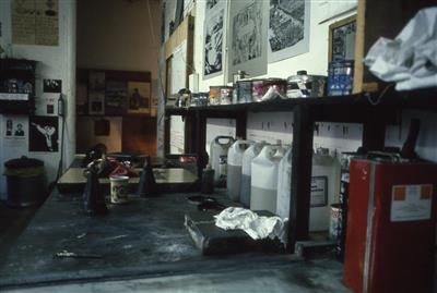 2010.95_crop.jpg; 2010.95; Slide: Interior of Glasgow Print Studio, Ingram Street; Photographic slide