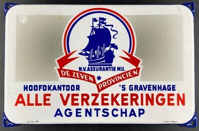0000-0006-MMO.jpg; 0000-0006-MMO; Emaille bord N.V. Assurantie Mij. De Zeven Provinciën; bord