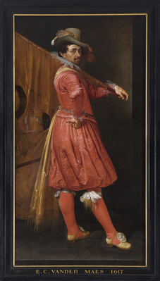 0000-0029-SCH.jpg; 0000-0029-SCH; Vaandeldrager van het Oranje Vendel der Haagsche Schutterij.; portretten