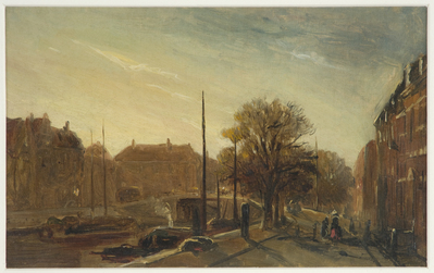 0000-0044-SCH.jpg; 0000-0044-SCH; Schets van de Wagenbrug gezien van de Bierkade.; olieverfschetsen