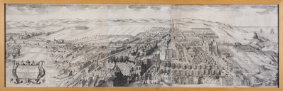 0000-0089-HHI.jpg; 0000-0089-HHI; Vogelvluchtgezicht op Den Haag vanuit het noord-oosten; ets (prent)