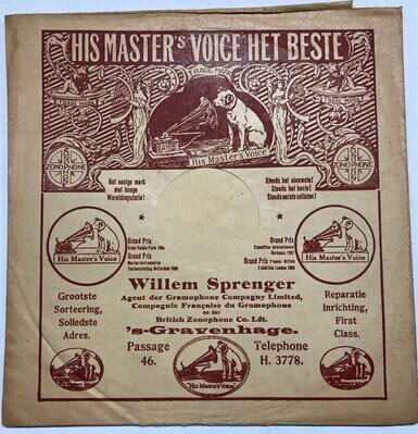 0000-0142-HHI.jpg; 0000-0142-HHI; platenhoes van N.V. Willem Sprenger's ''His Master's Voice'';