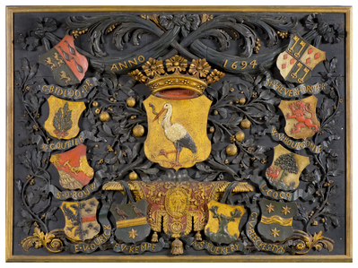 0000-0163-OHO.jpg; 0000-0163-OHO; Wapenbord van het chirurgijnsgilde.; wapenschilden