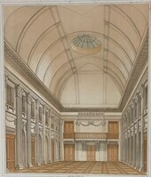 0000-0809v-PRE.jpg; 0000-0809-PRE; Zaal van de Tweede Kamer der Staten Generaal
Voormalige Danszaal in het nieuwe gedeelte van het Stadhouderlijk Kwartier; prenten
