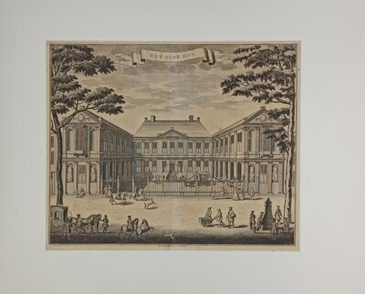 049d4d27-48ef-445c-8ed0-ba17c4bd73fc.jpg; 1955-0014-PRE; Het oude Hof te 's-Gravenhage, ca. 1730; prenten