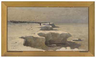 167ea0a2-08f2-420b-9c20-dcc0a88631f6.jpg; 1909-0001-SCH; IJsdammen aan het strand te Scheveningen.; schilderingen