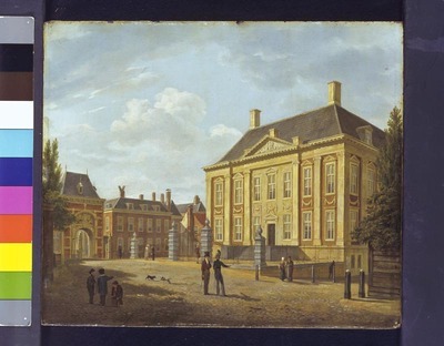 1870-0030-SCH.jpg; 1870-0030-SCH; Gezicht op het Mauritshuis en de Grenadierspoort.; schilderingen