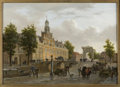1876-0001-SCH.jpg; 1876-0001-SCH; Gezicht op het Oude Vrouwen- en Kinderhuis aan het Zieken, 1874.; schilderijen