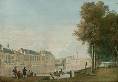 1877-0004-SCH.jpg; 1877-0004-SCH; De Hofvijver gezien vanaf de Korte Vijverberg.; schilderingen