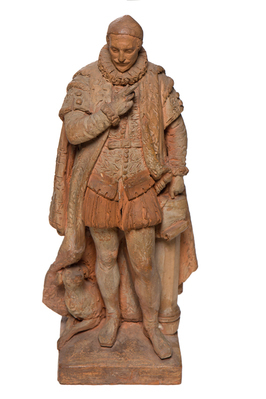 1891-0001-BEO.jpg; 1891-0001-BEO; Terracotta standbeeldje van Willem van Oranje ten voeten uit.; standbeelden