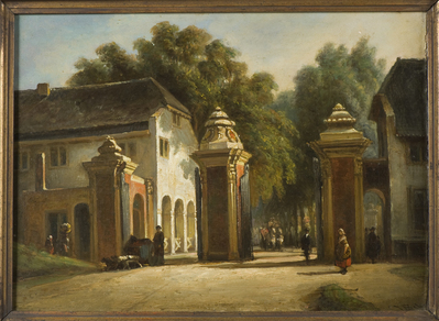 1907-0001-SCH.jpg; 1907-0001-SCH; Het tolhek aan de oude Scheveningseweg.; schilderingen