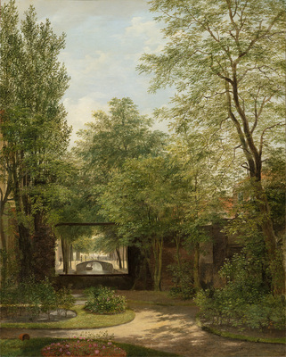 1916-0004-SCH.jpg; 1916-0004-SCH; Tuin van Gedempte Burgwal 34.; schilderingen