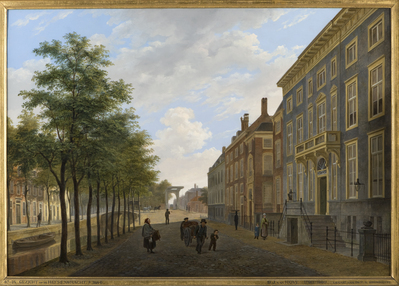 1924-0007-SCH.jpg; 1924-0007-SCH; De Herengracht in de richting van het Bezuidenhout; schilderingen