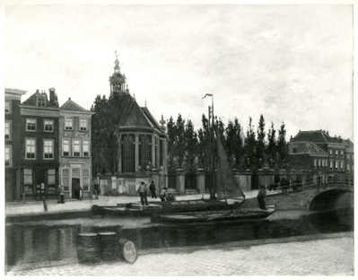 1942-0026-SCH.jpg; 1942-0026-SCH; Het Spui met de Nieuwe Kerk.; schilderingen