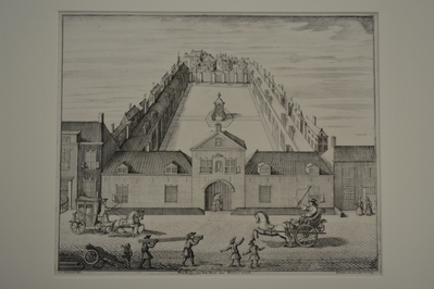 1955-0010-PRE.jpg; 1955-0010-PRE; Het Hofje van de heer van Hogelande te 's-Gravenhage, ca. 1730.; prenten