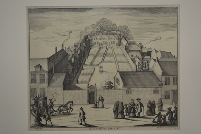 1955-0015-PRE.jpg; 1955-0015-PRE; Het Hofje van Van Dam te 's-Gravenhage, ca. 1730.; prenten