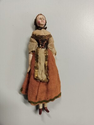 1960-0297-KPO.jpg; 1960-0297-KPO; Popje in met vlecht en bruine rok; poppen