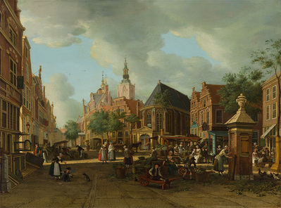 1980-0023-SCH.jpg; 1980-0023-SCH; De Groenmarkt gezien naar het Westeinde; schilderingen