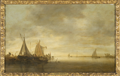 2009-0004-SCH.jpg; 2009-0004-SCH; Rivierlandschap met zeilschepen; landschap