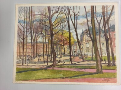 2012-0010-TEK.jpg; 2012-0010-TEK; Park te Den Haag (mogelijk Lange Voorhout); stadsgezicht