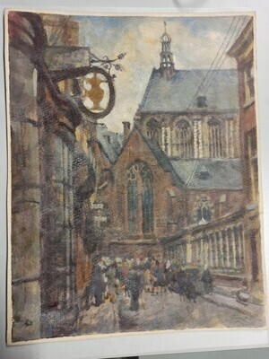 2012-0015-TEK.jpg; 2012-0015-TEK; Menigte mensen bij de Grote Kerk te Den Haag; stadsgezicht