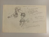 2012-0054-TEKa.jpg; 2012-0054-TEK; Schets van diverse hoofden; schetsen (beeldende werken)