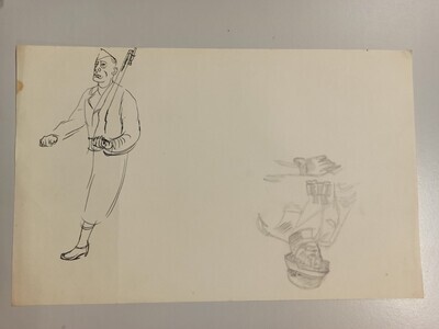 2012-0055-TEK.jpg; 2012-0055-TEK; Schets van twee figuren; schetsen (beeldende werken)