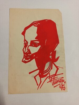 2012-0336-TEK.jpg; 2012-0336-TEK; Geabstraheerd portret van een vrouw; schetsen (beeldende werken)