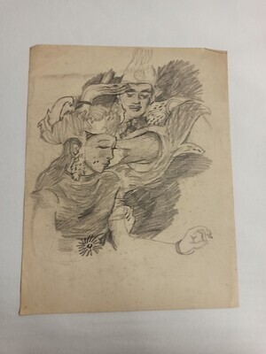 2012-0403-TEK.jpg; 2012-0403-TEK; Twee figuren in exotische kleding; schetsen (beeldende werken)